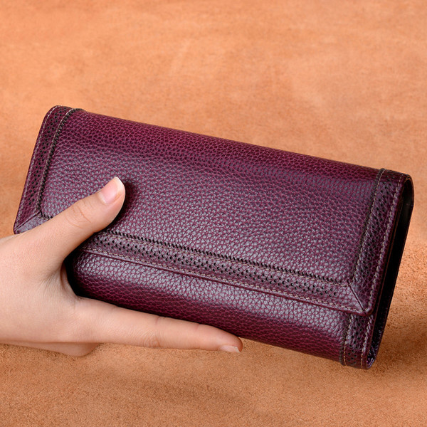 New Women Genuine Leather Clutch Bag Purse Female Long Wallet Handbag For Women Coin Purse Card Holders