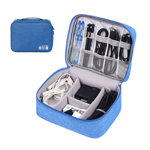 Multi-function Organizer Digital Storage Bag Cationic Polyester Data Cable Handbags for outdoor business Necessary