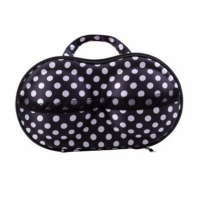 Portable Polka Dot Bra Underwear Storage Organizer Box Travel Hard EVA Case Black