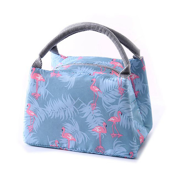 Animal Flamingo Lunch Bags Women Portable Functional Canvas Stripe Insulated Thermal Food Picnic Kids Cooler Lunch Box Bag Tote