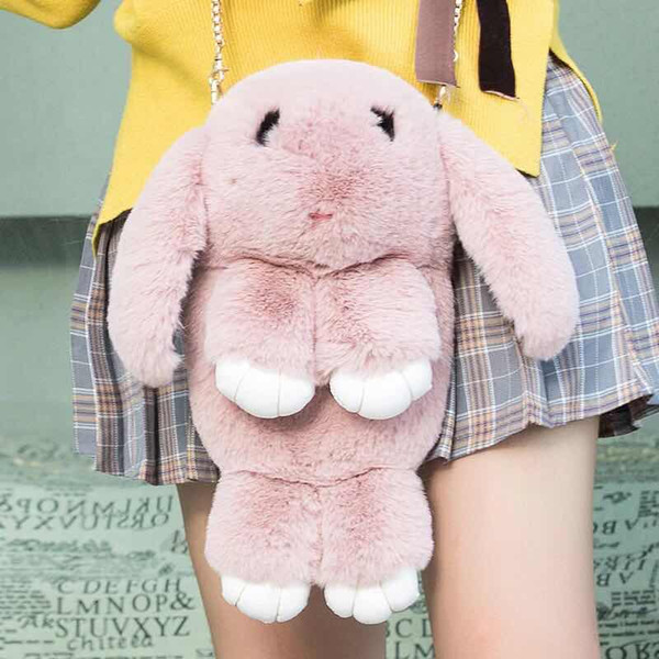 Imitation Rex Rabbit Mao Mao bag female 2019 new Korean version of diagonal bag adorable plush cute chain single shoulder rabbit bag shoulde