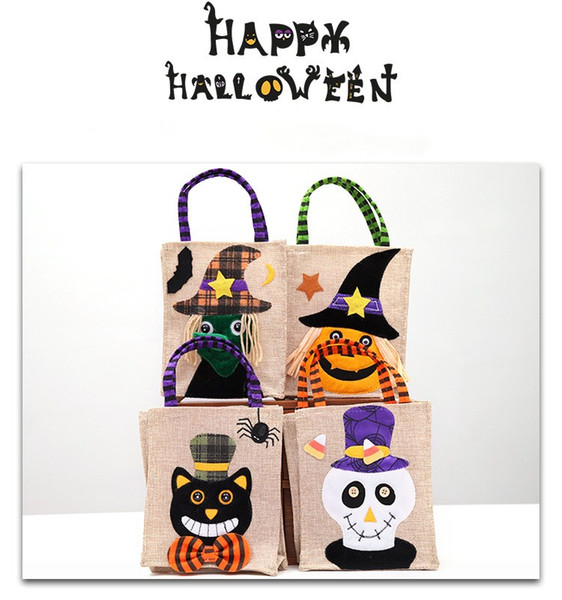 Hot Sale Halloween Kids Candy Bags Large Canvas Children Hand Bags Trick or Treat Pumpkin Devil Spider Halloween Gift Sugar Bags
