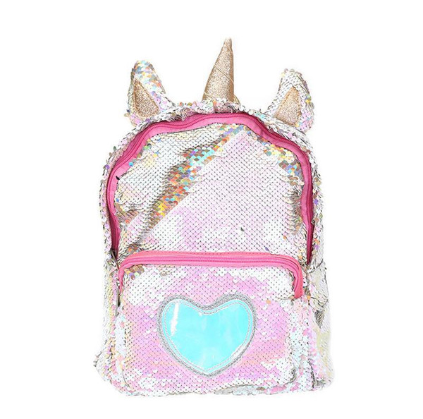 Women Girls Fashion 2 Way Sequins Glitter Backpack Sequins Backpack Cartoon Cute Bag Travel Backpack J190702