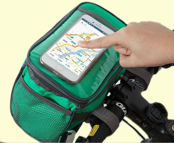 Bicycle bag front beam bag handlebar with touch screen window waterproof Oxford cloth strap bag shock absorber