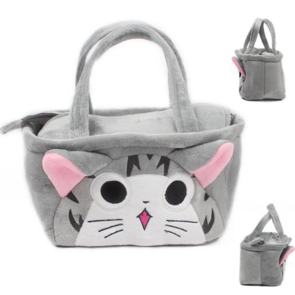 Cartoon Embroidery Lovely Girl Plush hand bag, handbag, shopping bag, Student water kettle bag Meal package