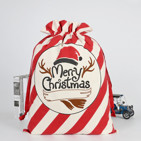 2020 Christmas Gift Bags Large Organic Heavy Canvas Bag Santa Sack Drawstring Bag With Reindeers Santa Claus Sack Bags new style