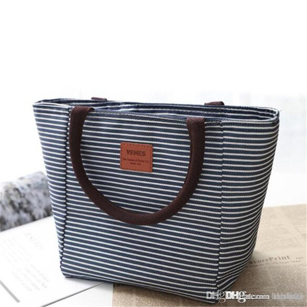 4 Lunch Bag Tote Bags Lunch Organizer Holder Insulated Lunch Cooler Bag Waterproof Picnic Bags Oxford Stripe