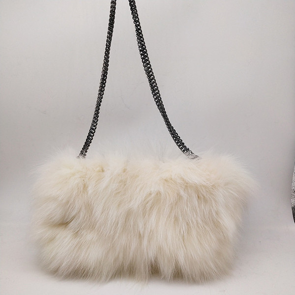 real fur women shoulder muff bag winter hand warmer genuine fox fur furry shoulder handbag evening clutch purse