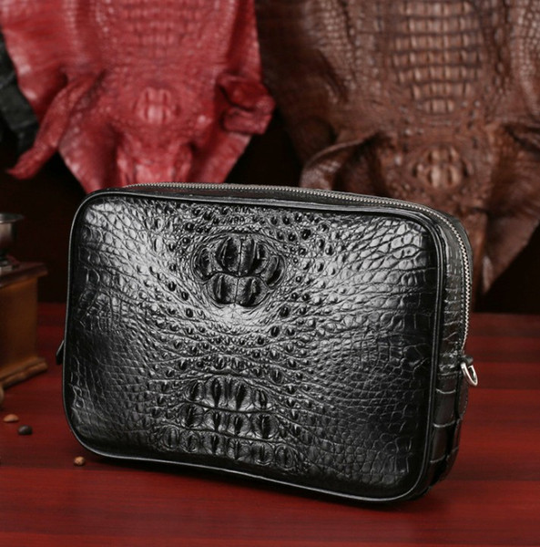 hujingsha Direct selling Thailand crocodile skin Leather bag business zipper large capacity male men Clutch bag male bag