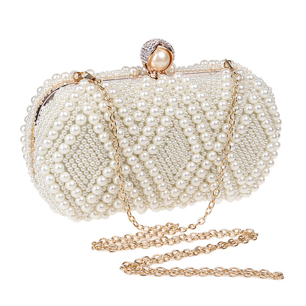 Wedding Purse Embroidery Handmade Pearl Handbags Rhinestones Beaded Wedding Bags Small Day Clutches Night Club Evening Bags Y190627