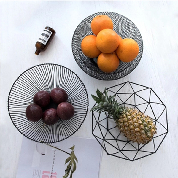 Nordic style Iron Art Fruit Storage Basket Home Organizer Bowl For Vegetable Snacks Candy Kitchen Table Dining Decoration Tool SH190923