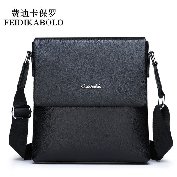 FEIDIKABOLO Cow Genuine Leather Messenger bag men's shoulder bag Small Casual Flap male man Crossbody Bags for Men Leather bagsMX190930