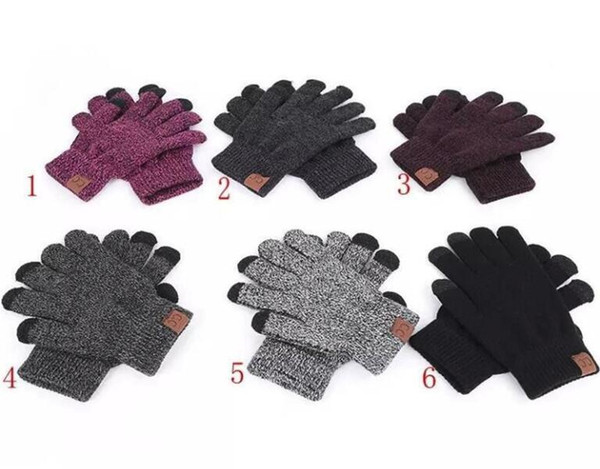 Christmas Gift CC High Quality Knit Glove Man Woman Warm Mittens Plus Velvet Thicken Gloves For Touch Screens Wool Cashmere Unisex