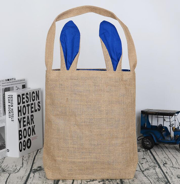 Easter Gift Bag Jute Material Rabbit Ear Shape Easter Basket Tote Bag Party Supplies Easter Egg Basket Container LJJK1180