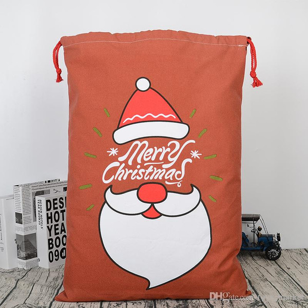 Pink sugao 2022Christmas Gift Bags Large Organic Heavy Canvas Bag Santa Sack Drawstring Bag With Reindeers Santa Claus Sack Bags 26 color