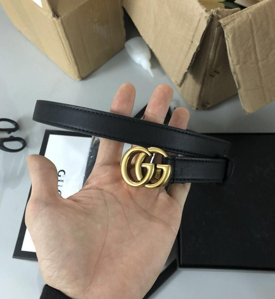 Hot selling new 2CM womens black belt Genuine leather Business belts special box dust bag gift paper bag invoice ribbon