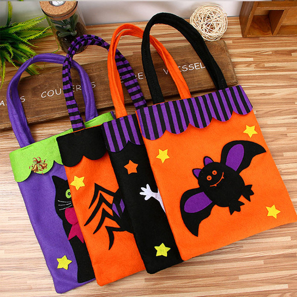 Halloween Bags Canvas Sacks for Children Pumpkin Spider Printed Bag Kids Candy Gift Bag for Halloween