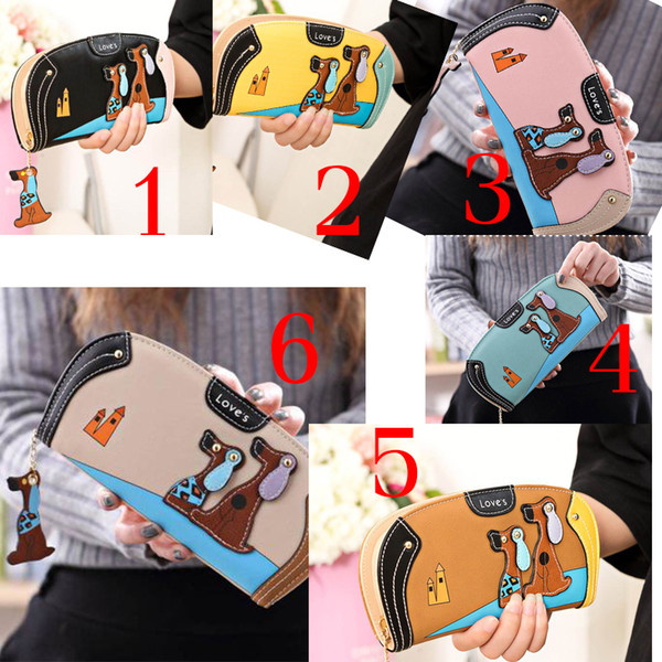 Fashion Women Cute Puppy Wallet Cartoon Dog PU Leather Women Purse Ladies Clutch Zipper Long Card Holder 2018 hot new