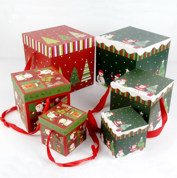 3 pcs /Lot Christmas Gift Box Candy Box for Foldable Cardboard Children Kids Xmas Tree Ornament Christmas Decoration Party Festive Supplies