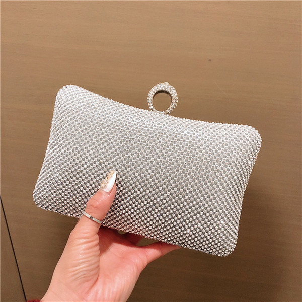 2019 new ladies diamond-encrusted dinner bag wild chain shoulder Messenger bag light hand bag female factory direct