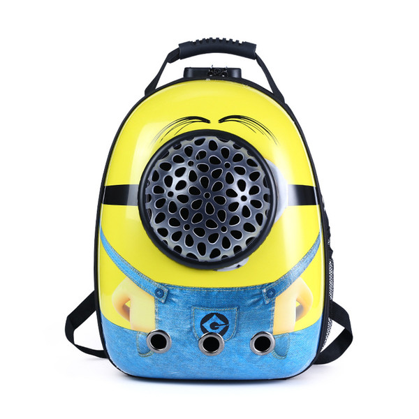 New smart security code lock space pet bag in 2019 minions carry a portable space bag for dogs to carry backpacks