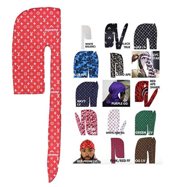Hot Designers Silky Satin Durag (85+ Designs) Fashion Trendy Cool Durags Wigs Doo Headwraps Hip hop Caps Pirate Hats Bandanas Factory Sale