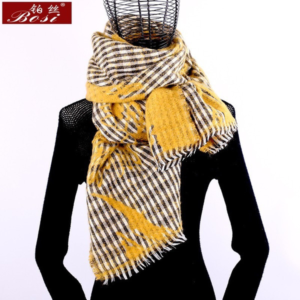 Scarf Cashmere Plaid flower print Winter fashion For Women stripe large Shawl long black Scarves Brand oversize wool