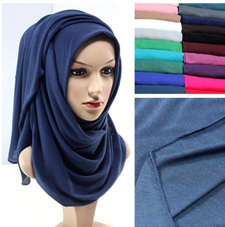 Wholesale-2017 New design 20 colors JERSEY scarf jersey shawl cotton muslim hijab maxi 180*80cm retail