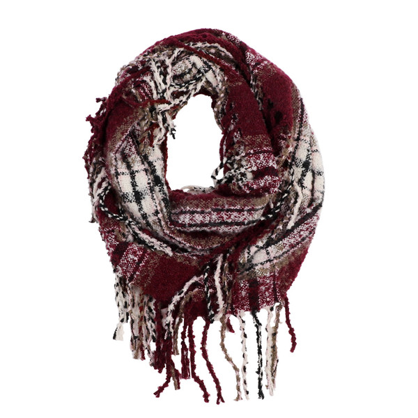 2019 New Thickened Winter Scarf Plaid Infinity Scarf For Men Fashion Knitted Tassel Shawl Women Cashmere Bufandas Hombre