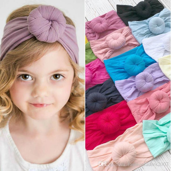 21 colors fashion baby Turban Nylon Headband super soft ball Bohemia 3 designs fashion baby Hair accessories children kids headbands 16*9cm