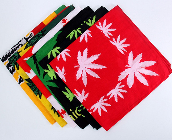 Jamaican Hemp Leaf Bandanas Square Towel Reggae Leopard Head Scarf Hip Hop Multifunctional Canadian Headscarf 55*55cm Lightweight 120pcs