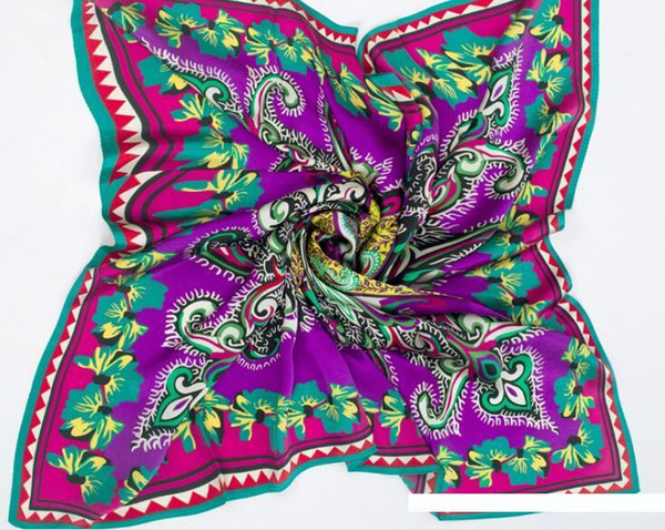 100% silk geometric print square scarf soft wraps for women