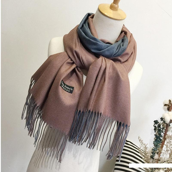 New Arrive Unisex Winter Scarf Solid Double-side Soft Cashmere Scarves Women Men Tassel Shawls and Wraps Female foulard