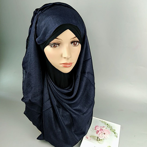 2019 Silk Crinkle Hijab Women Muslim Chiffon Hijab Scarf Long Head Scarf Female Foulard Shawl Sjaal