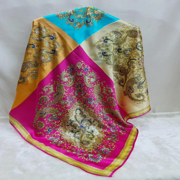 Beautiful large square 100% pure silk thick large square Bandanas scarf shawls wraps 43inch #4197