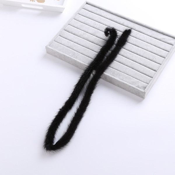 100% genuine trim brim Clothes accessories DIY material sweater down coat hood hat cap of fur collar shoes S012-black