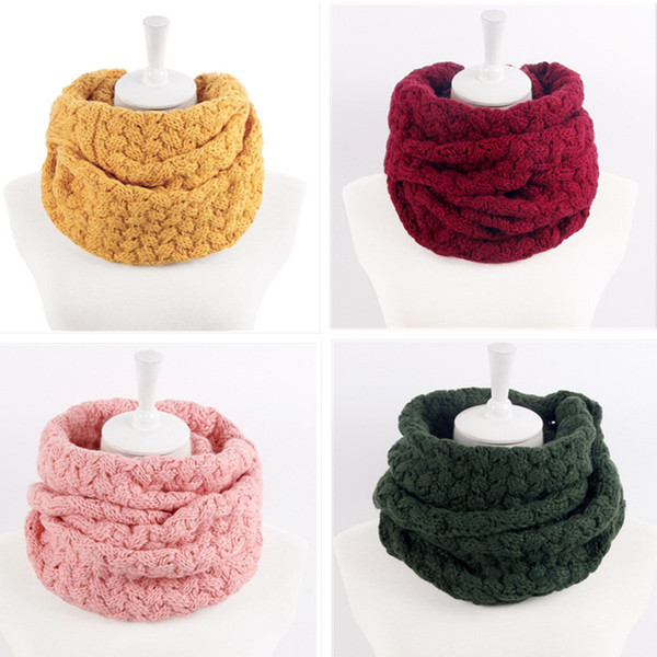 women cable knit circle scarf soft yellow red green beige thick snood ring scarves for ladies Neck wraps warmers loop Bufanda