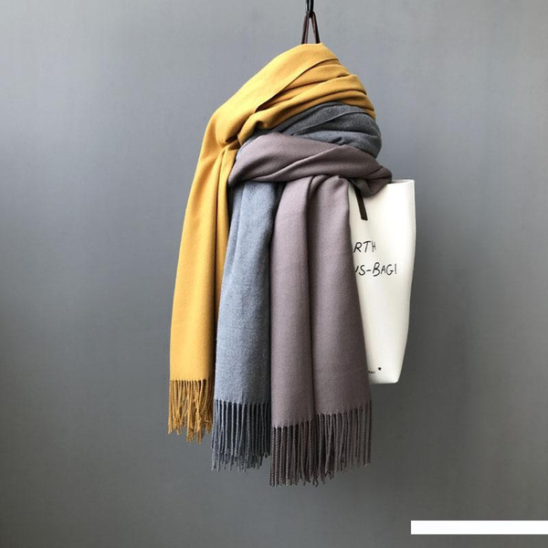 2018 Fashion Solid Tassel Autumn Winter Warm Cashmere Scarf Women Large Ladies Wool Blanket Scarves Female Shawl Thickening