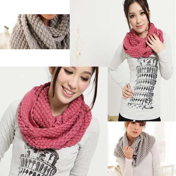 Wholesale-19 colors Free Shipping New Fashion Women's Corn kernels Shawl Knitted Neck Cowl Wrap Scarf Warmer Circle