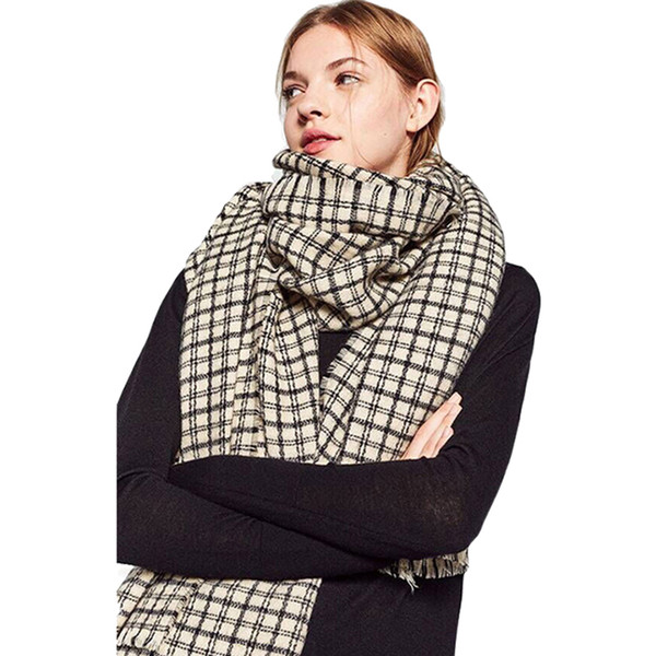 Winter Fashion Female Plaid Scarf For Women Cashmere Scarves Oversize Lattice Warm Thick Shawl Wrap Blanket Tippet 190*70cm