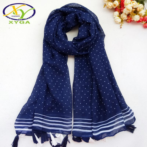 1PC Women Cotton Long Tassels Scarf 2018 Autumn Dots Printed Viscose Thin Soft Lady's Wraps Female Frings Shawl Muslim Kerchief