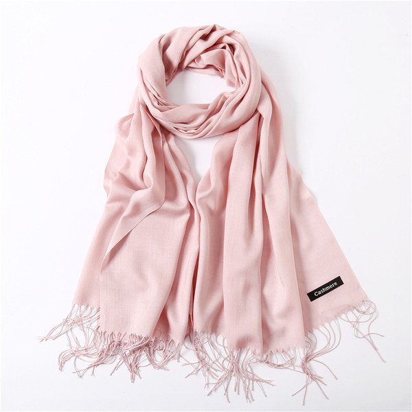 Lady winter thick warm scarf high quality female shawl hot sale Women solid color cashmere scarves with tassel scarf women