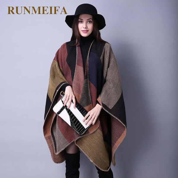 2019 New Fashion Winter Warm Plaid Ponchos And Capes For Women Oversized Shawls and Wraps Cashmere Female Bufanda Mujer