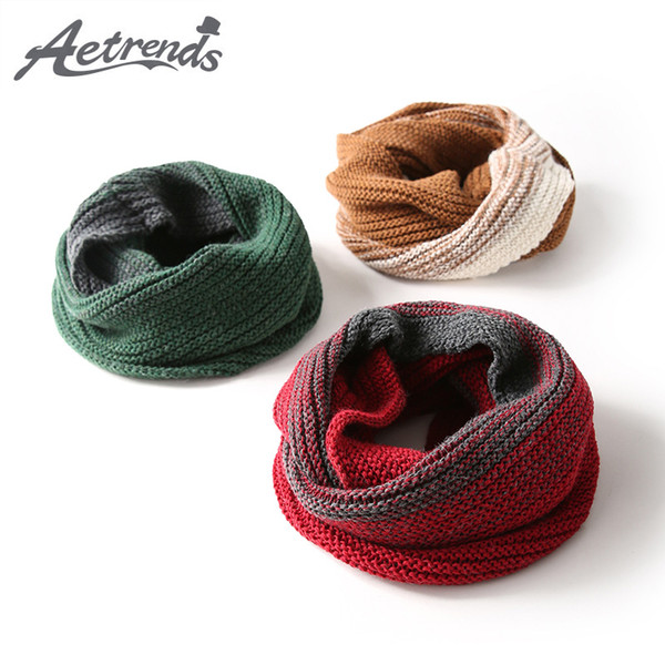 [AETRENDS] 2019 New Gradient Patchwork Colors Wool Scarf Ring Scarves Women Winter Fashion bufanda mujer Z-6822