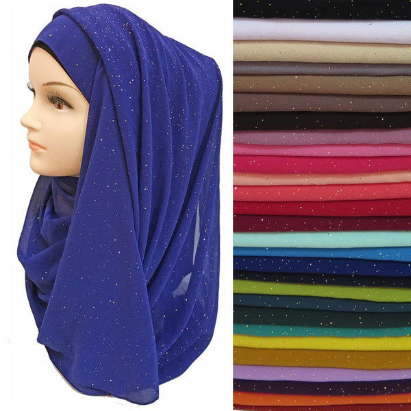 10pcs/lot Shiny Sparkle Glitters Plain Color Women's Hijab Scarf Shawl Muslim Headwear Wrap