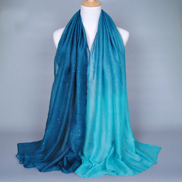 Women Fashion Soft Voile Scarves Gradient Color Shade Long Scarf Stole Shawl Wrap