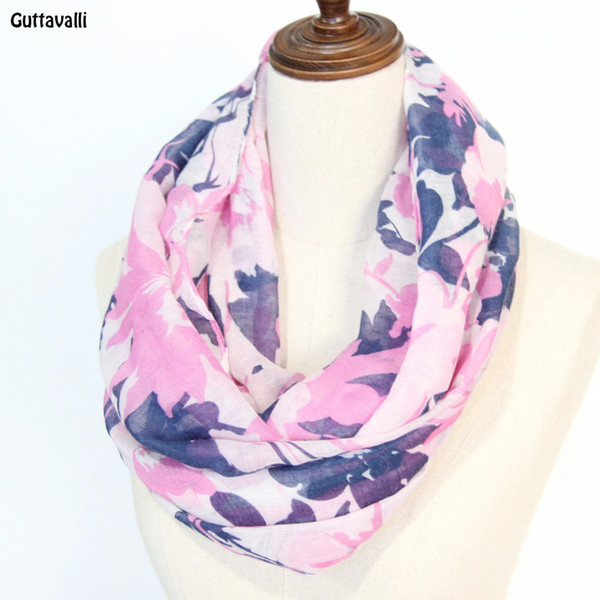 Guttavalli Women Galsang Flowers Print Ring Shawl Stripes Snowflake Loop Scarf Winter Mun Floral Chevron Branch Infinity Scarves