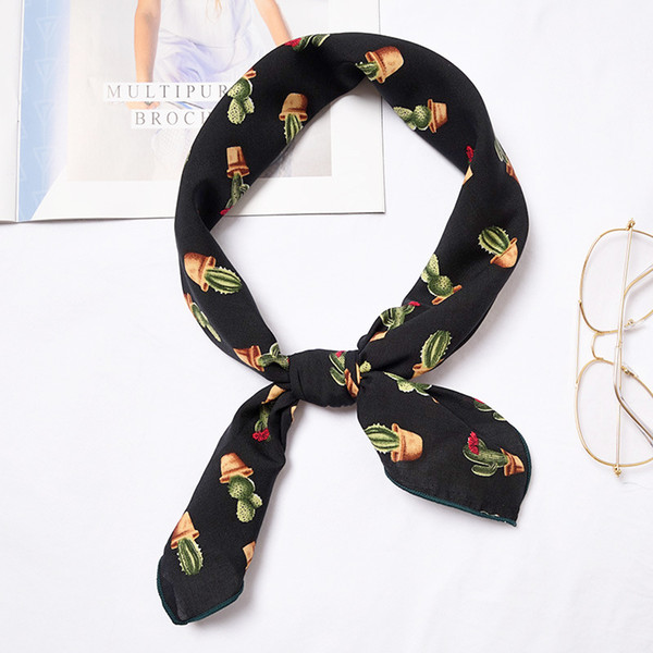 70cm Square Women Scarf Cactus Plant Print Foulard Summer Headband Neckwear Decoration NEW [3939]