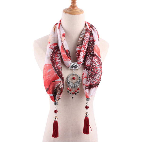 Olaru Bohemia Carved Beads Tassel Scarf Necklace For Woman Ethnic Cloth Chains Necklaces Fashion Wholesale Accessories New 2019