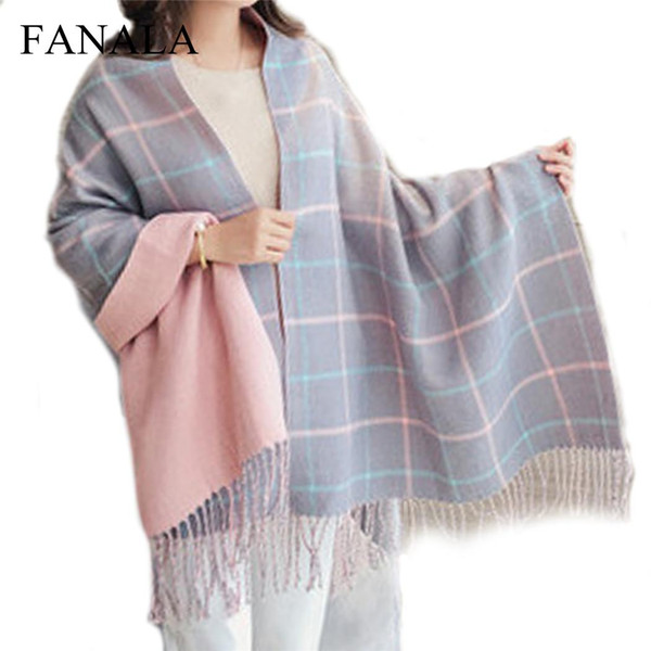 Women Winter Warm Plaid Tassel Wrap Shawl Scarves Oversized Scarf Casual Street Outdoor Rectangle Classic